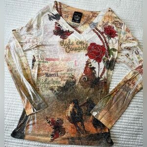 Women's Western Graphic Long Sleeve Top